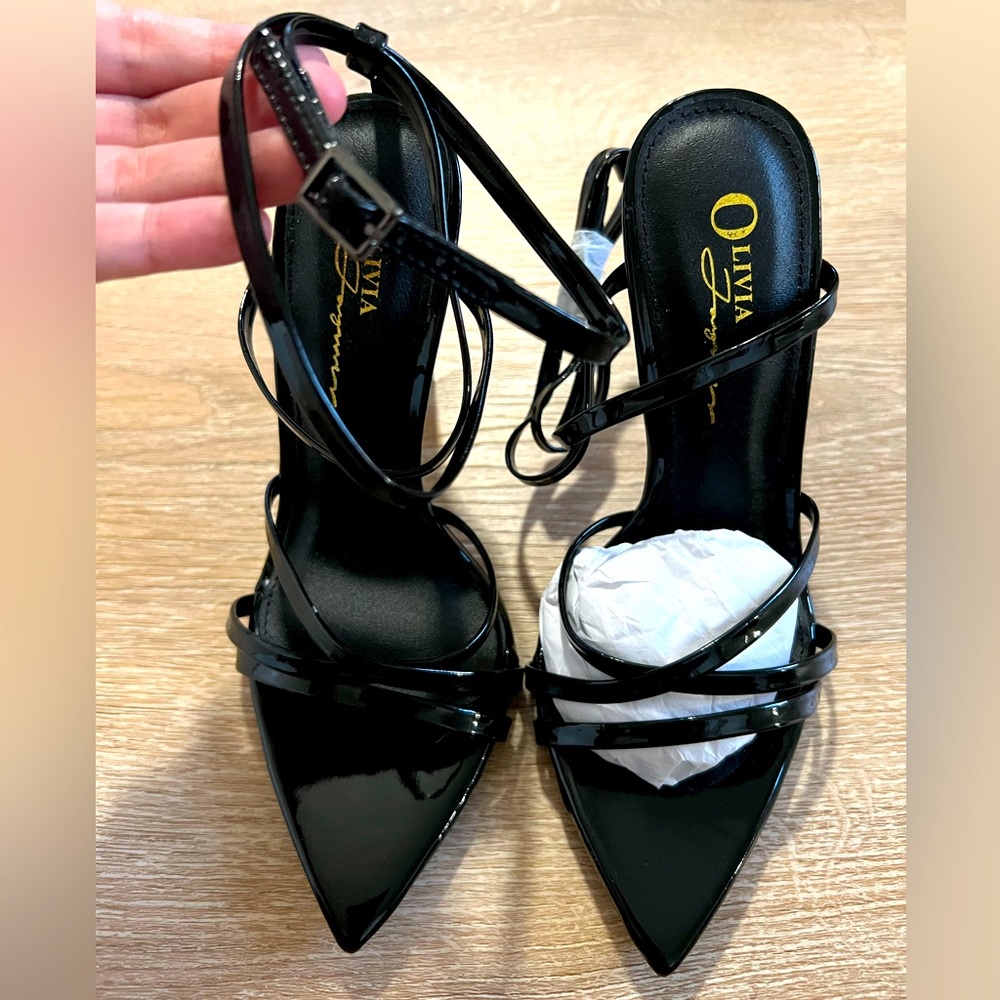 Black strap heel